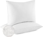Goose down Feather Pillows, Soft Bed Pillows Queen Size Set of 2, 100% Soft Cotton Shell,Gusseted Hotel Pillows for Back, Stomach or Side Sleepers