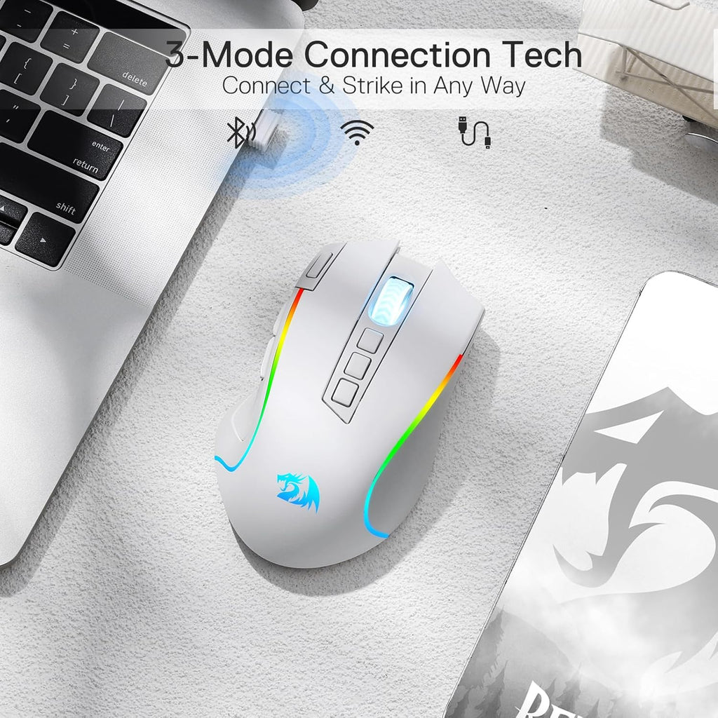 M612 Wireless RGB Optical Gaming Mouse 8000 DPI Remapping Keys | Cable-Free 0 Delay, Redefine Keybinding Macro, Vibing Backlight, Ergonomic Grip Body Comfort