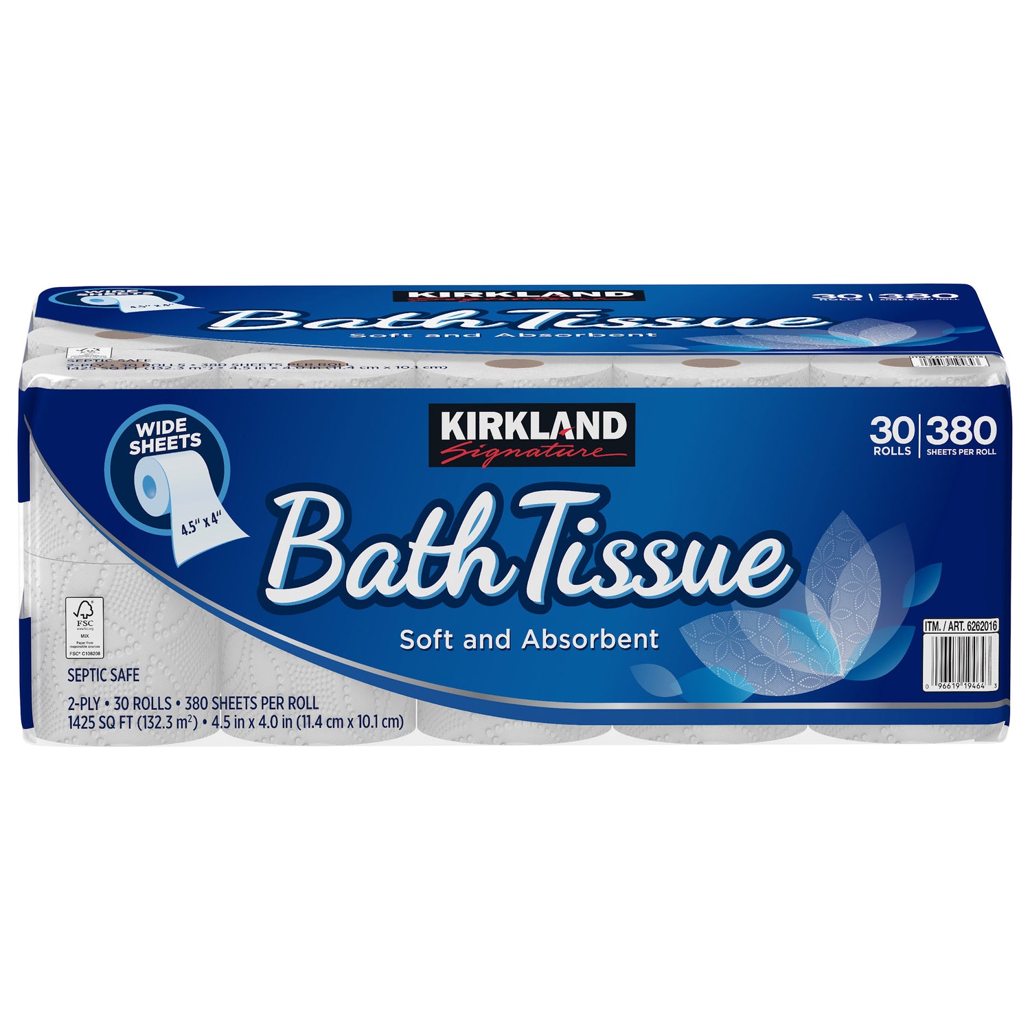 Bath Tissue, 2-Ply, 380 Sheets, 30 Rolls