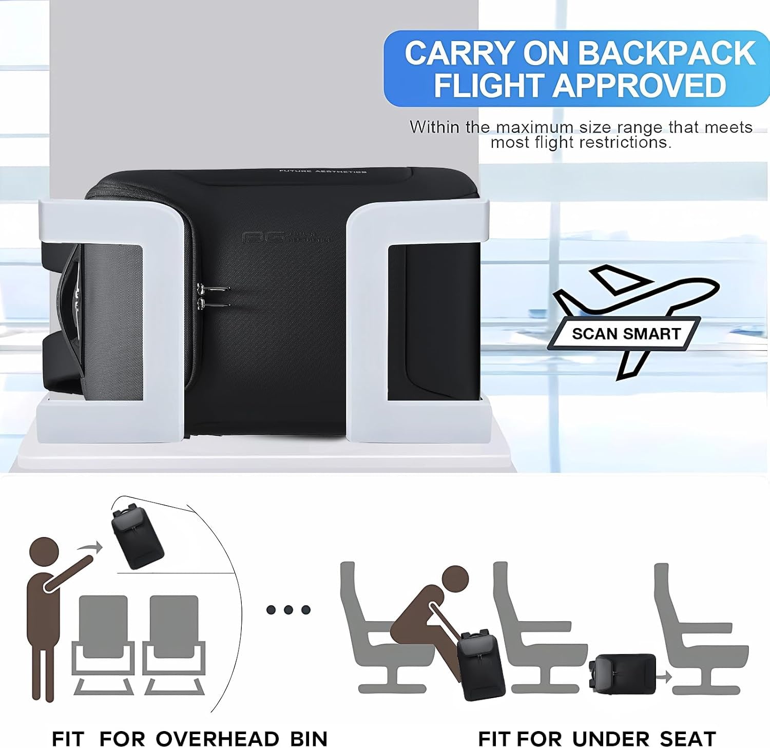 Men'S Laptop Backpack for 17.3Inch Notebook,Waterproof Fashion Travel Backpacks,High Tech Backpack with Water Bottle, Work Business Backpacks for Men and Women