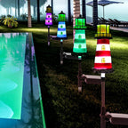 2 Pack Solar Lighthouse Lights, IP65 Waterproof Outdoor Pathway Stake Lights, Auto Dusk to Dawn Solar Powered Nautical Landscape Decor Lights for Lawn, Flower Bed, Patio, Walkway