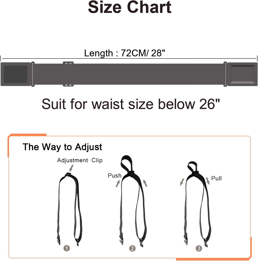 2 Pack Kids Adjustable Magnetic Belt Boys Girls Elastic Belt with Easy Magnetic Buckle