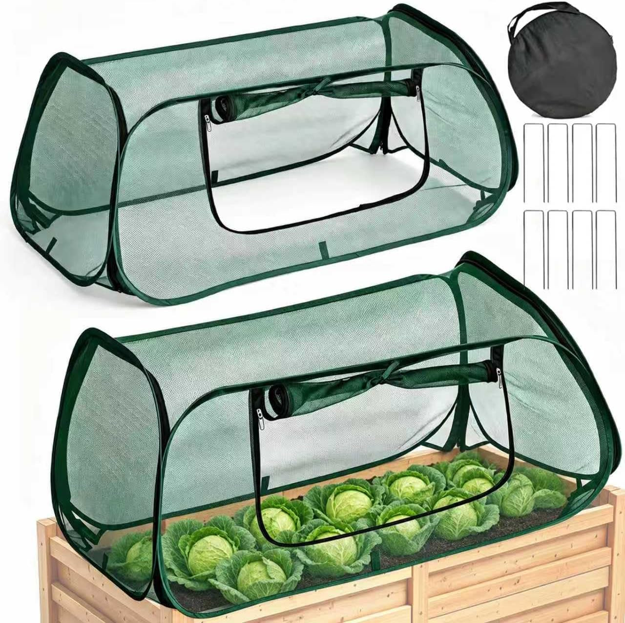 2PCS Raised Garden Bed Cover, Pop up Plant Protector Crop Cage | 45"X22"X16" Protects Vegetables and Plants from Animals & Pests, Pop-Up Design for Easy Garden Protection