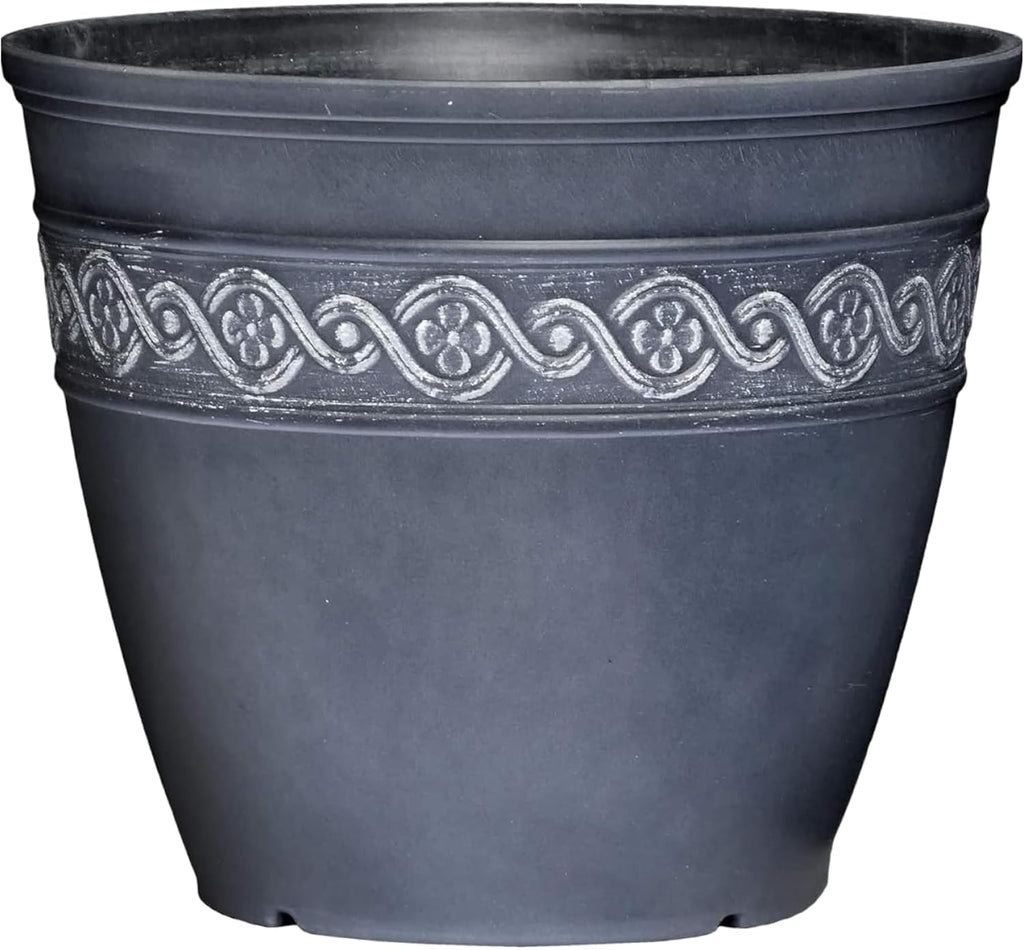 Classic Home and Garden by Growscape Corinthian Planter Pot (8" Storm Gray) | Classic Resin Plant Pots, Lightweight Indoor Outdoor Planter, Weather-Resistant, Great for Patio, Home & Garden Decor Accent