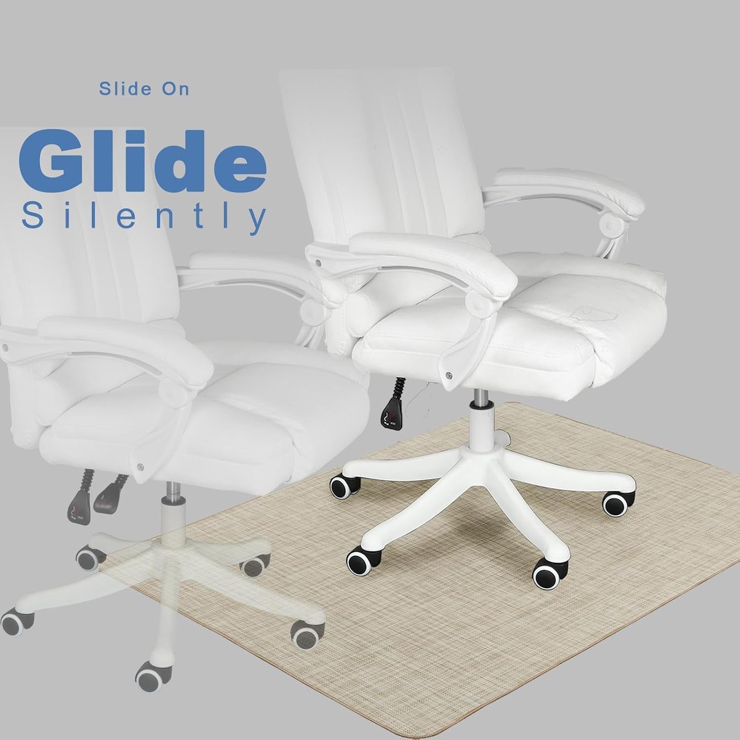 Chair Mat for Hardwood Floor, 36" X 48" Heavy Duty Office Chair Mat for Rolling Chairs, anti Slip, Non-Curve, Floor Protector for Home Office, Ivory Linen Weave