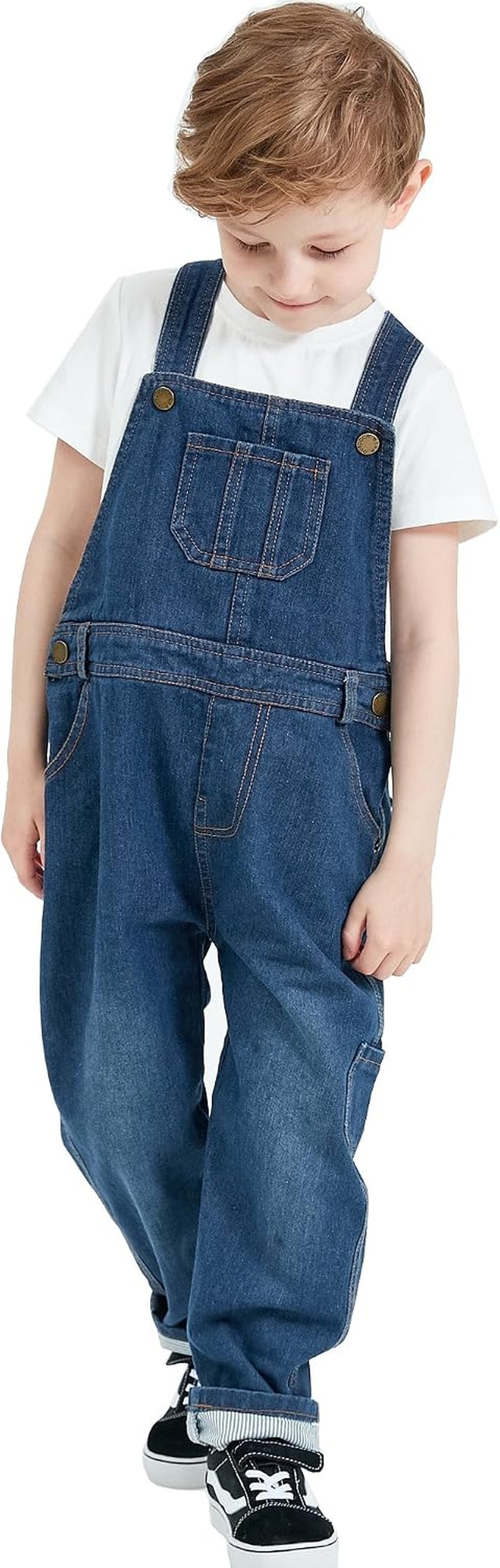 Boys Denim Bib Overalls, Size 3T-10