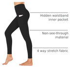 High Waist Yoga Pants, Pocket Yoga Pants Tummy Control Workout Running 4 Way Stretch Yoga Leggings