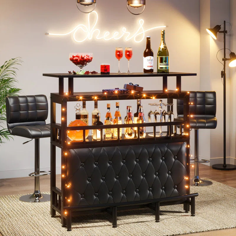 Home Bar Unit with Storage Shelves Bar Cabinet