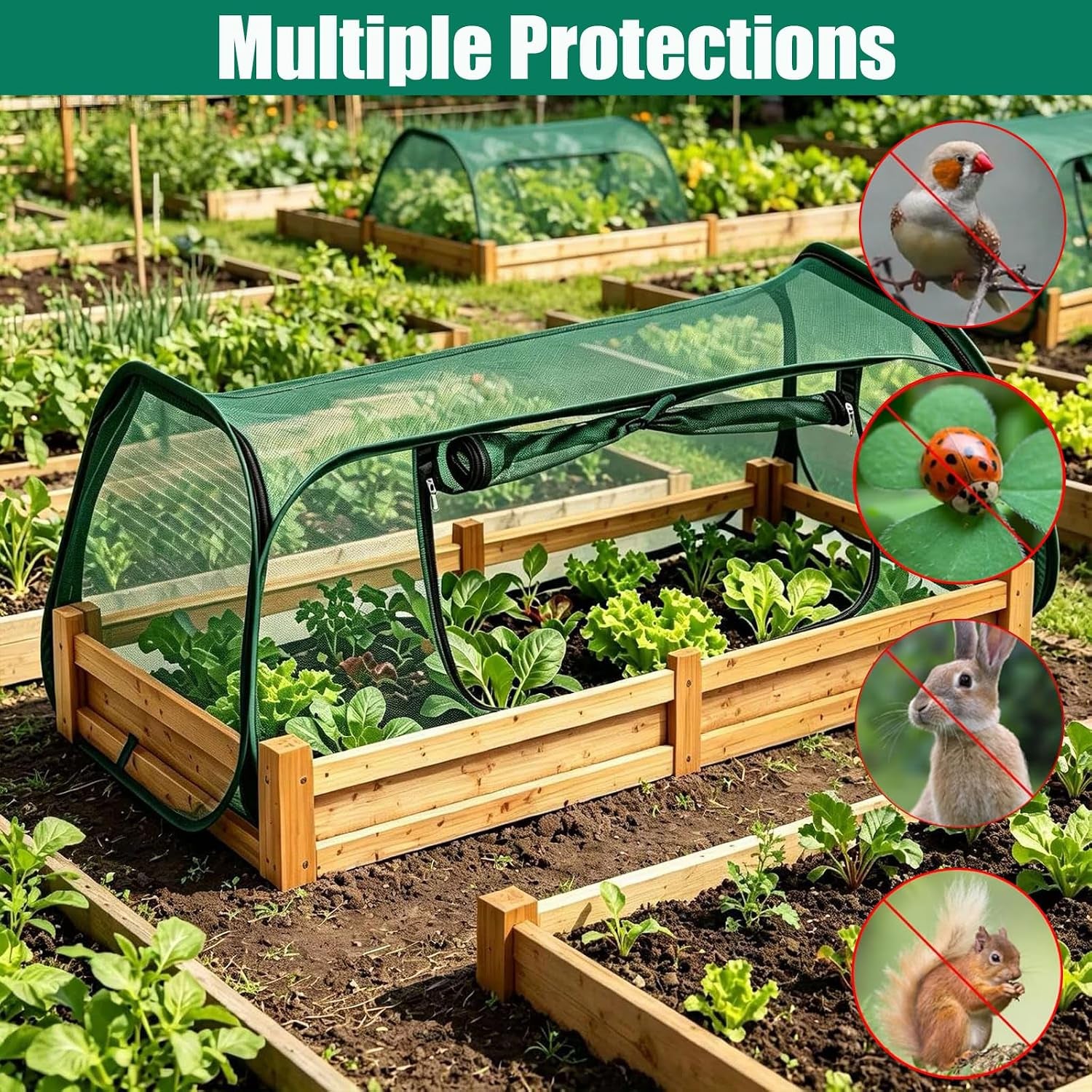 2PCS Raised Garden Bed Cover, Pop up Plant Protector Crop Cage | 45"X22"X16" Protects Vegetables and Plants from Animals & Pests, Pop-Up Design for Easy Garden Protection