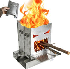 Survival Stove for Camping Cooking, Portable Wood Burning Stove, Stable Stainless Steel Foldable Camp Stove, Emergency Outdoor Cooking Stove No Gas Required, Compact Bushcraft Stove