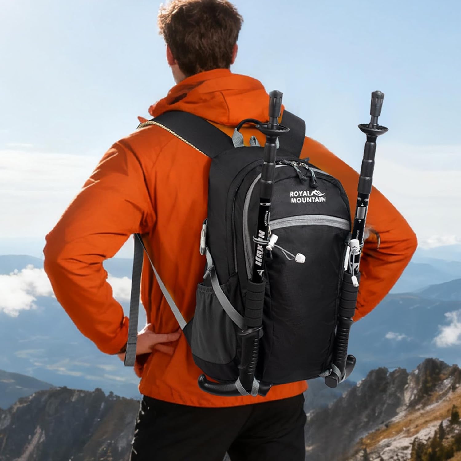 Hiking Backpack with Rain-Cover, 30L Travel Backpacks for Women Men, Camping Daypack Backpacks Lightweight, Durable Hiking Backpack Fit for Camping,Daily Commuting, Short Trips (Black)