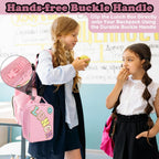 Lunch Box Insulated Soft Bag Mini Cooler Back to School Thermal Meal Tote Kit with Buckle and Mesh Side Pocket for Girls, Boys, Pinkwithletter