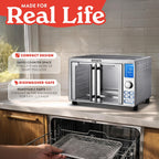 Air Fryer French Door Toaster Oven - 6-Slice Capacity, LED Display with 14 Cooking Presets, Stainless Steel