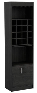 Kava 71" Tall Bar Cabinet with 16 Cubbies, Shelf, Concealable Tray and Double Door