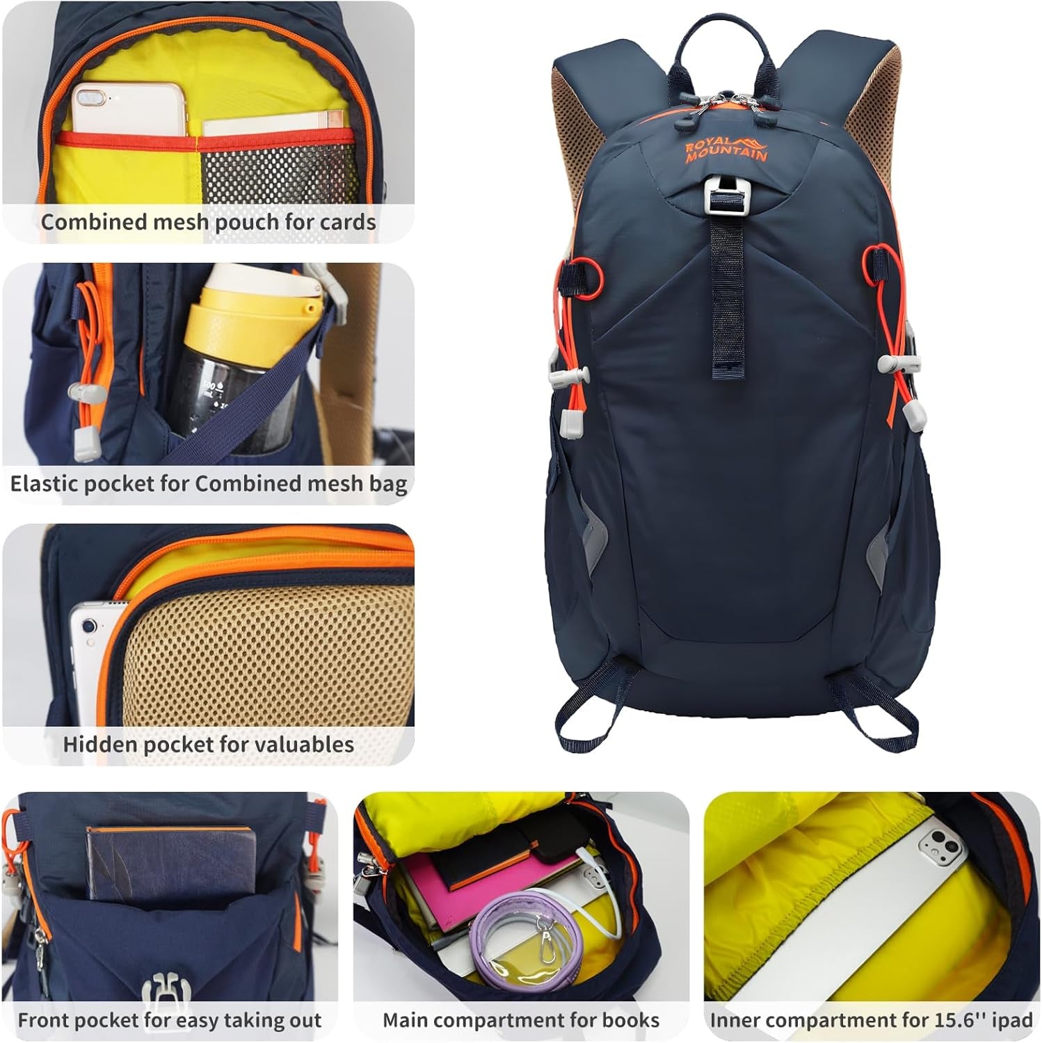 Small Hiking Backpack, 20L Lightweight Travel Backpacks for Men Women, Water Resistant Outdoor Day Pack, Ultralight Camping Daypack Backpacks, Durable Hiking Backpack Fit for Camping.(With Rain-Cover)