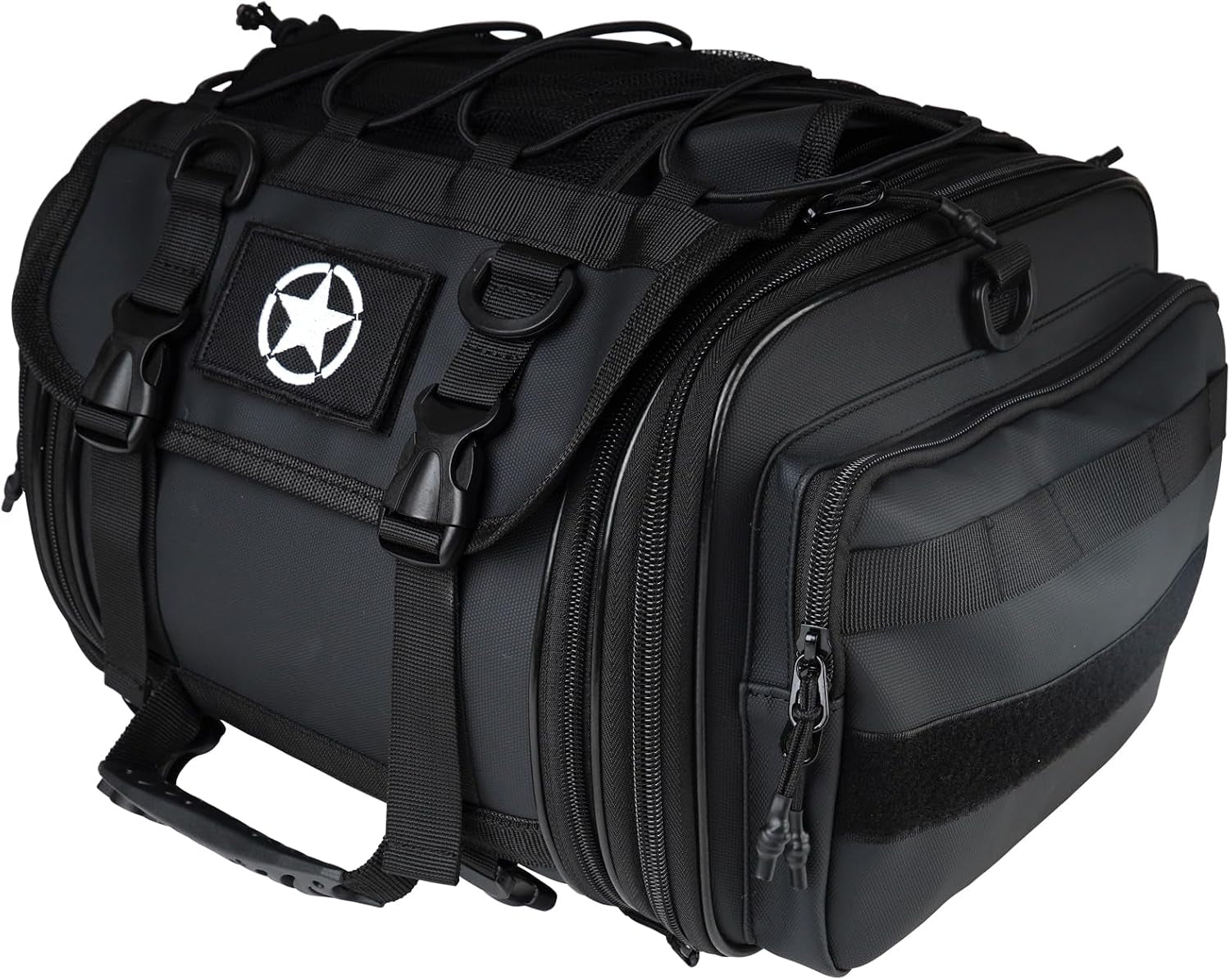 Motorcycle Travel Luggage Bags, Expandable Rear Tail Saddle Bag | 40L Storage Capacity, Helmet Bag, with Straps, Motorbike