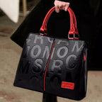 Fashion Leather Black with Red Handbags Medium for Women Luxury Shoulder Bag Tote Top-Handle Satchel Purses for Ladies