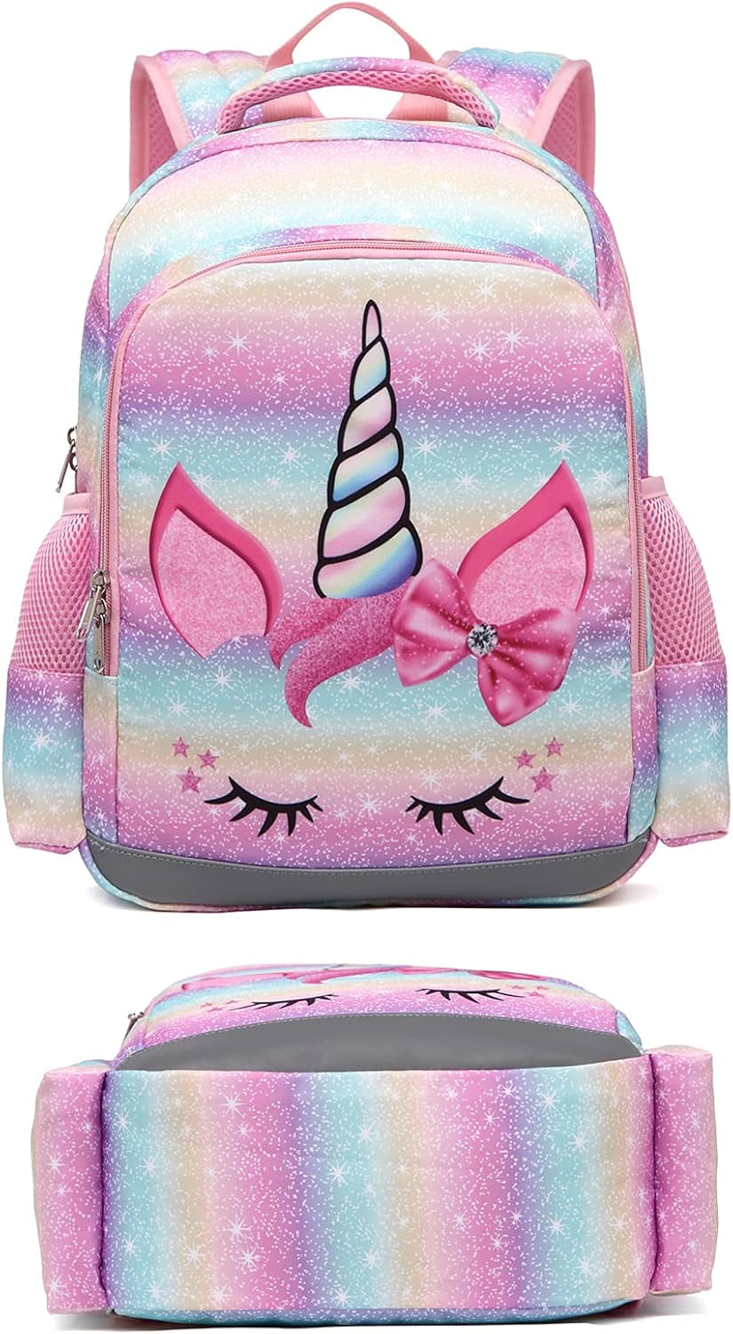 Girls Backpack, Kids Backpacks for School Kindergarten Girls Backpack with Lunch Box & Chest Strap