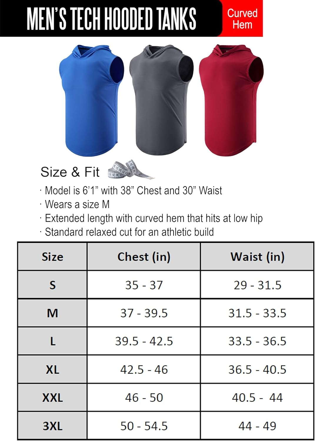 3-Pack Sleeveless Gym Hoodie for Men Workout Shirts, Muscle Hooded Tank Tops Athletic Apparel