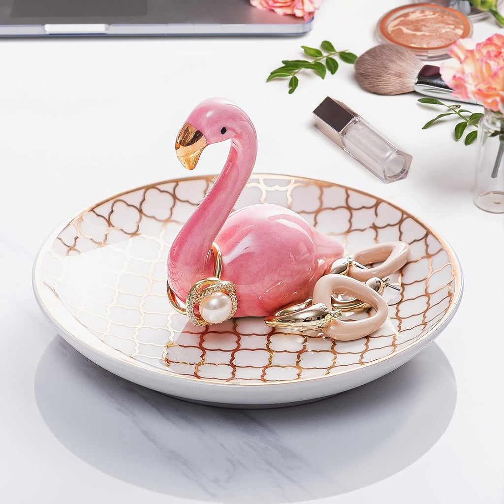 Flamingo Gifts for Women Ring Holder for Jewelry, Pink Decor Flamingo Gift for Women Girls Friend Her Mom Mothers Day Birthday Christmas Thanksgiving Valentines