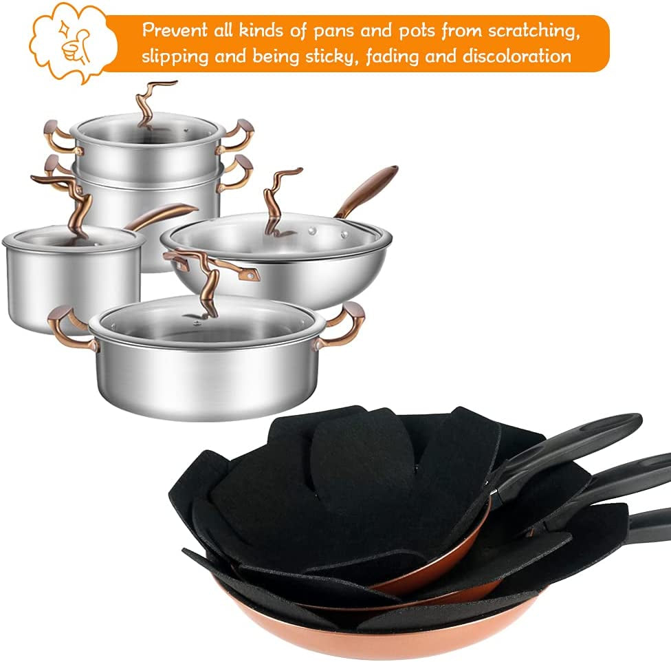Larger & Thicker Pan Protectors, Set of 12 and 3 Different Sizes, Felt Pot Pan Separators, Pan Dividers Pads for Stacking and Protecting Your Cookware