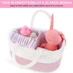 Diaper Caddy Organizer, Rope Woven Storage Baske, Pink | Cotton Rope, Nursery Storage Basket for Car & Changing Table | Holds Diapers, Wipes & Baby Essentials | Durable