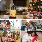 Candle Warmer Lamp with 3 Bulbs, Adjustable Height Dimmable Candle Warmer with Timer, Compatible with Large Jar Candles, Candle Lamp with Charming Gift Box Ribbon for Her/Him(Black)