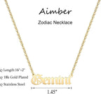 18K Gold Plated Astrology Necklace for Women Jewelry,12 Zodiac Pendant Horoscope Constellations Necklace