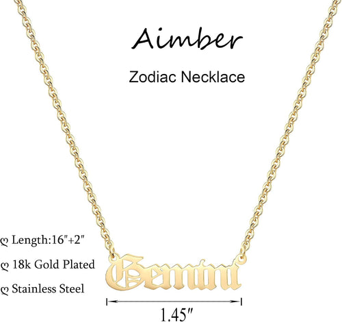 18K Gold Plated Astrology Necklace for Women Jewelry,12 Zodiac Pendant Horoscope Constellations Necklace