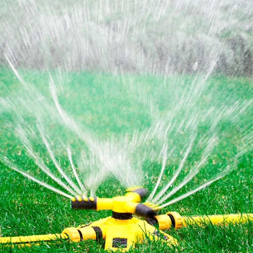 Garden Sprinkler Outdoor 360 Degrees Automatic Rotating Lawn Sprinklers Three-Prong Sprinkler Tandem Watering Device Garden Tool