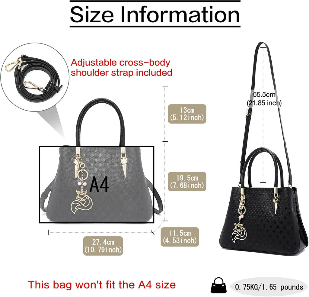 Genuine Leather Satchel Handbags for Women Top-Handle Bags Elegant Shoulder Purses