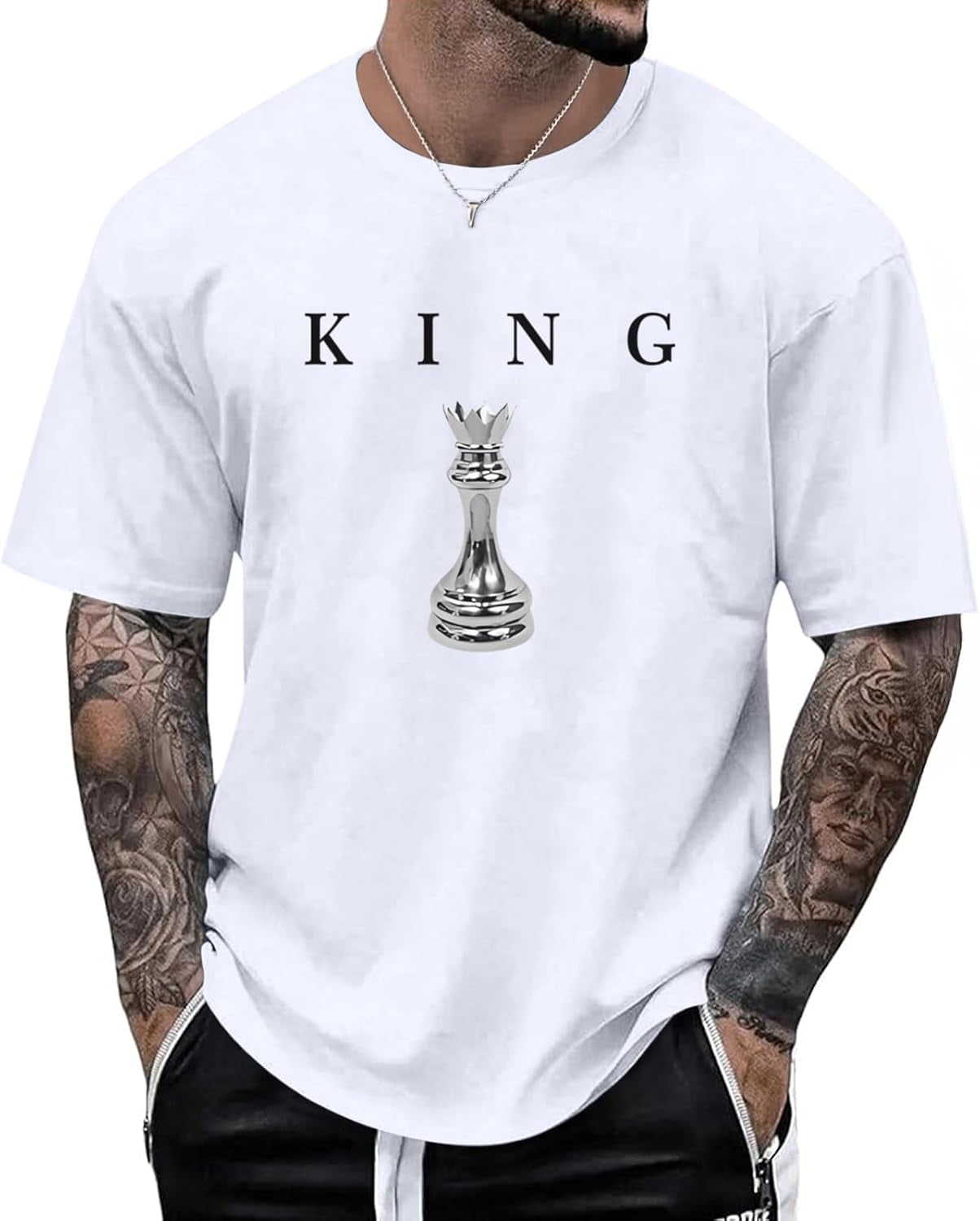 Men'S King Chess Shirt Graphic Tees Designer Printed T Shirts for Men Urban Letter T-Shirt Streetwear