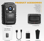 1296P HD Police Body Camera,32G Memory, I826 Premium Portable Body Camera,Waterproof Body-Worn Camera with 2 Inch Display,Night Vision,Gps for Law Enforcement Recorder,Security Guards,Personal