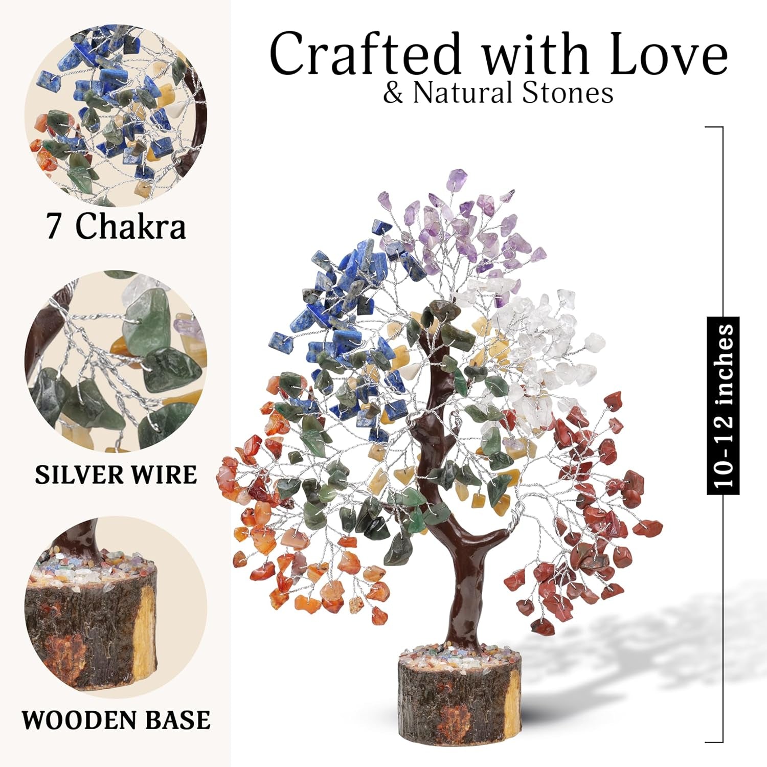 7 Chakra Tree of Life - Birthday Gifts for Women | Gem Tree | Meditation Room Decor Crystal Tree | Spiritual Room Decor | Birthday Gift for Women | 10 Inch 300 Beads