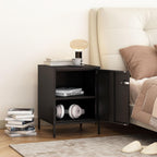 Metal Lockable Nightstand, Single Door Locker Metal End Table Small Bedside Storage Cabinet for Living Room, Bedroom, Dorm, 21.26”H X 15.75”W X 15.75”D (1 Door, Black)