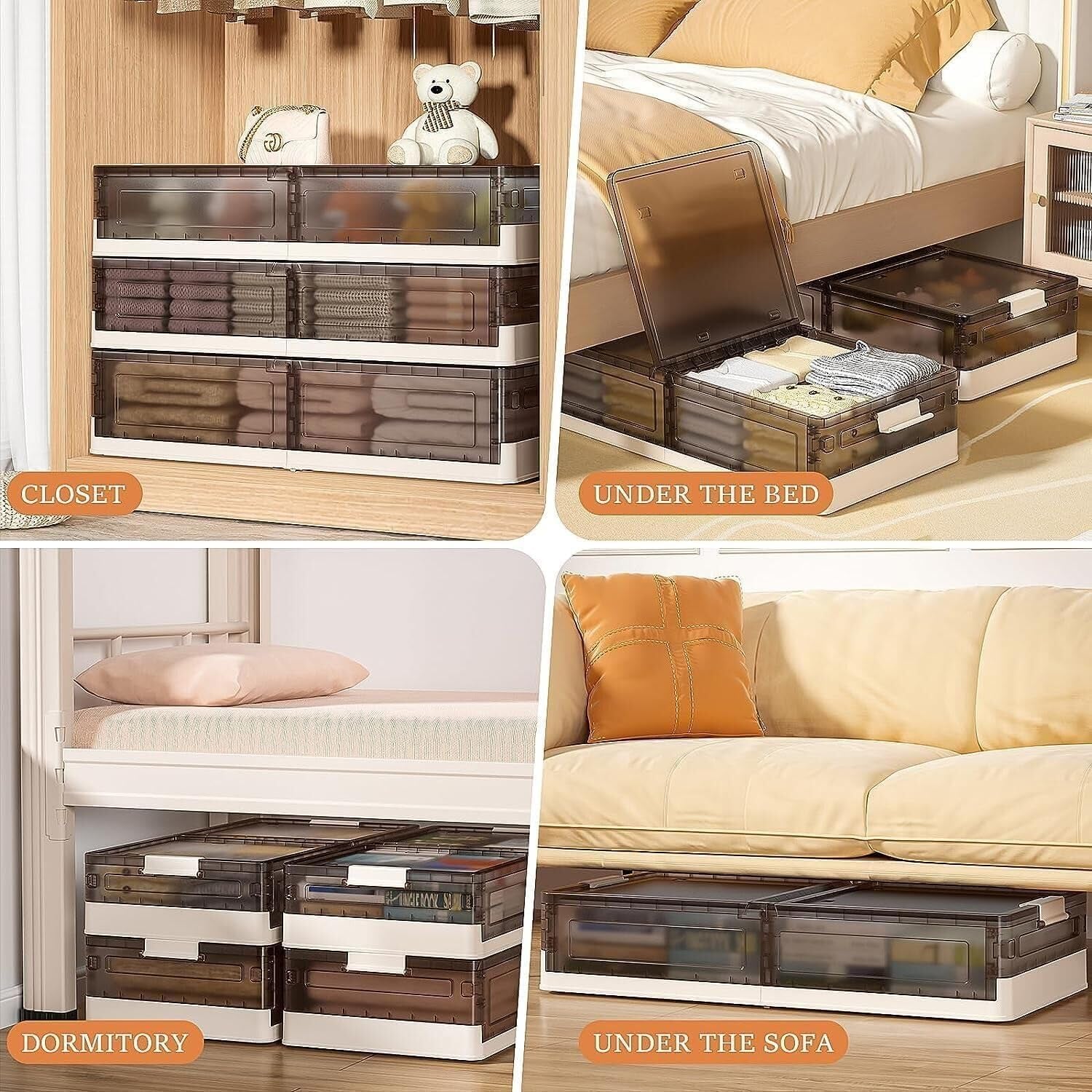 Under Bed Storage Containers - 3Pack, Stackable under Bed Rolling Storage Plastic Containers, 13.5Gal Storage Bins with Wheels, Multi-Purpose Storage Bins with Lids for Clothes, Shoes, and Duvets
