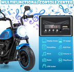Ride on Motorcycle, 6V Toddler Motorcycle with LED Light, Music, Foot Pedal, Forward/Backward, Soft Start, 3-Wheel Battery Powered Electric Motorcycle for Kids, Gift for Boys Girls (Blue)