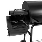 30" Barrel Charcoal Grill with Smoker, Side Table and Cover