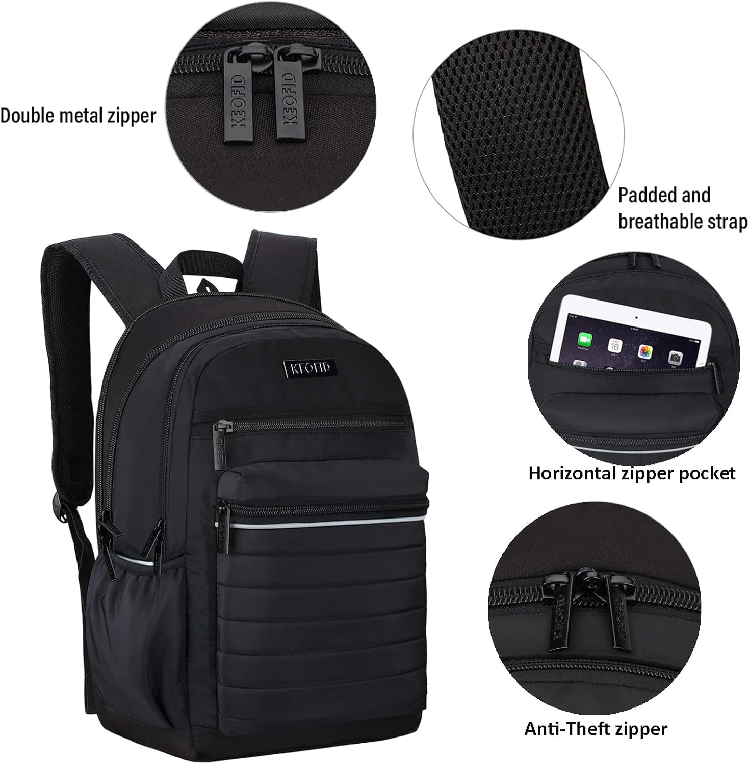 Casual Backpack for Women, Work Backpack for Women, Back Pack for School College, Carry-On Travel Backpacks, Anti-Theft Womens Backpacks, School Bookbag for Girls(Full Black)