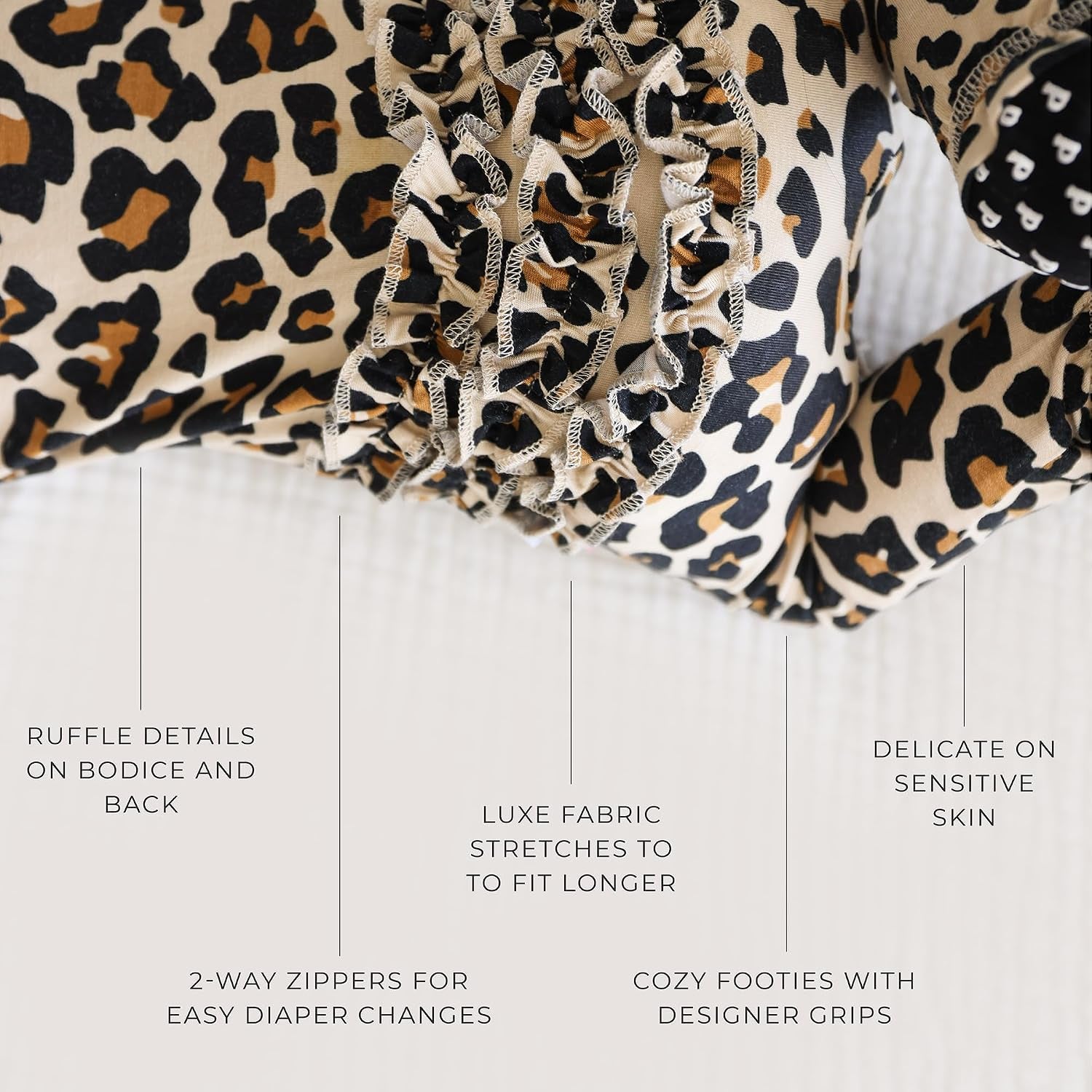 Posh Peanut Footie Pajamas for Baby Girls – Sleepers in Ultra-Soft Viscose from Bamboo with 2-Way Zipper & Ruffle Trim