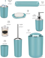 Bathroom Accessories Set,Blue Bathroom Set,9 Pieces Bathroom Accessory Set,Tray,Qtip Holders,Toilet Brush,Trash Can for Bathroom Décor and Home Gifts