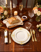 350PCS Ivory Plastic Plates - Ivory Gold Plastic Dinnerware Sets for 50 Guests - 100 Gold Disposable Plates, 50 Pre Rolled Silverware Sets, 50 Cups Perfect for Wedding & Party