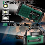 Hand Crank Emergency Radio,37000Mwhsolar Powered Hand Crank Portable NOAA AM FM Weather Radio with 3Mode Flashlight and Reading Light,Cell Phone Charger,Home and Emergency Distress Signa
