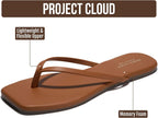 Square Toe Flip Flops for Women - Sandals Women(Dedication) | Womens Flip Flop with Memory Foam Insole Beach Essentials Womens Sandals - Thong Sandals Women Footwear - Square Toe Sandals