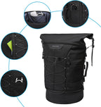 Motorcycle Sissy Bar Backrest Bag Travel Luggage Bag, Large Capacity Duffle Bags Expandable 30L-48L, Motorcycle Gear Tail Bags with Rain Cover&Shoulder Strap, Black