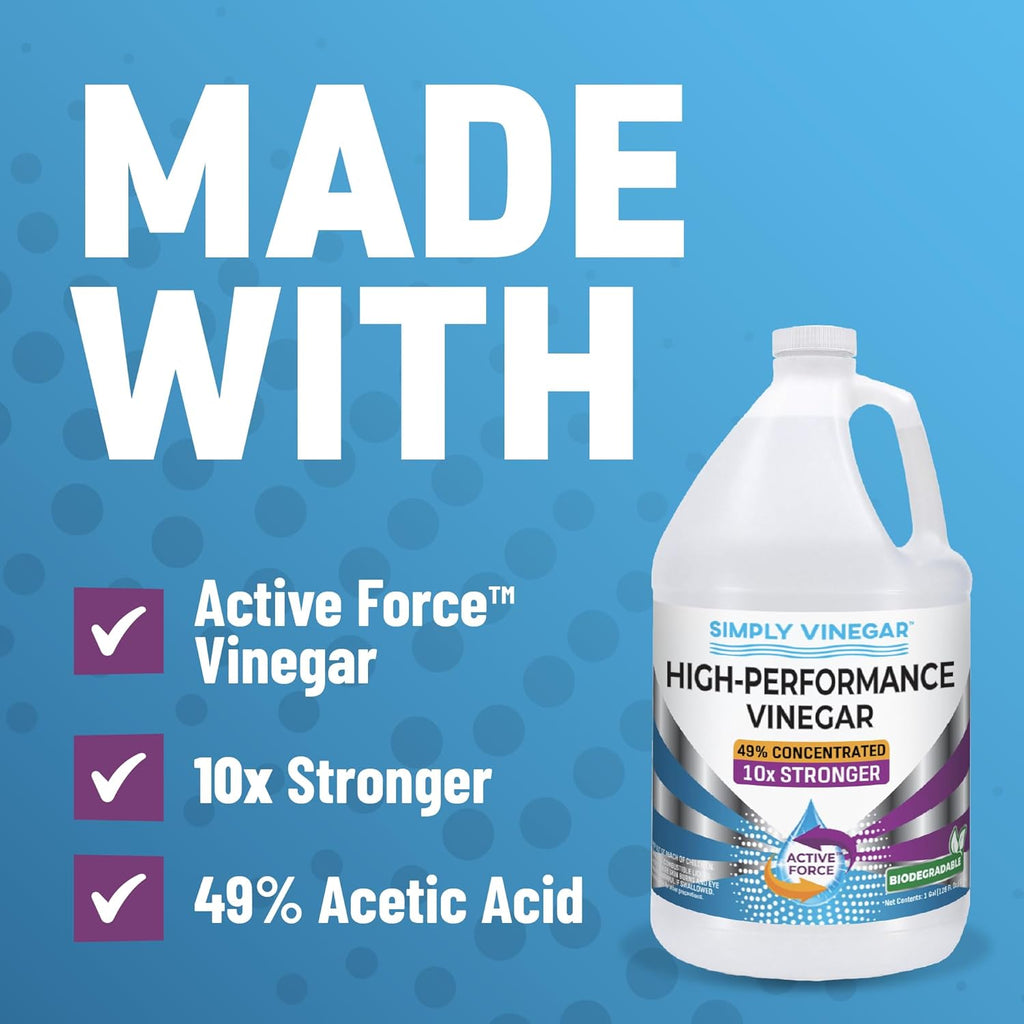 Industrial Strength 49% Vinegar – High-Performance Concentrated Cleaner for Home, Garden, Driveways & More – Biodegradable & Bleach-Free (Not for Food Use) - 1 Gallon (128 Oz)