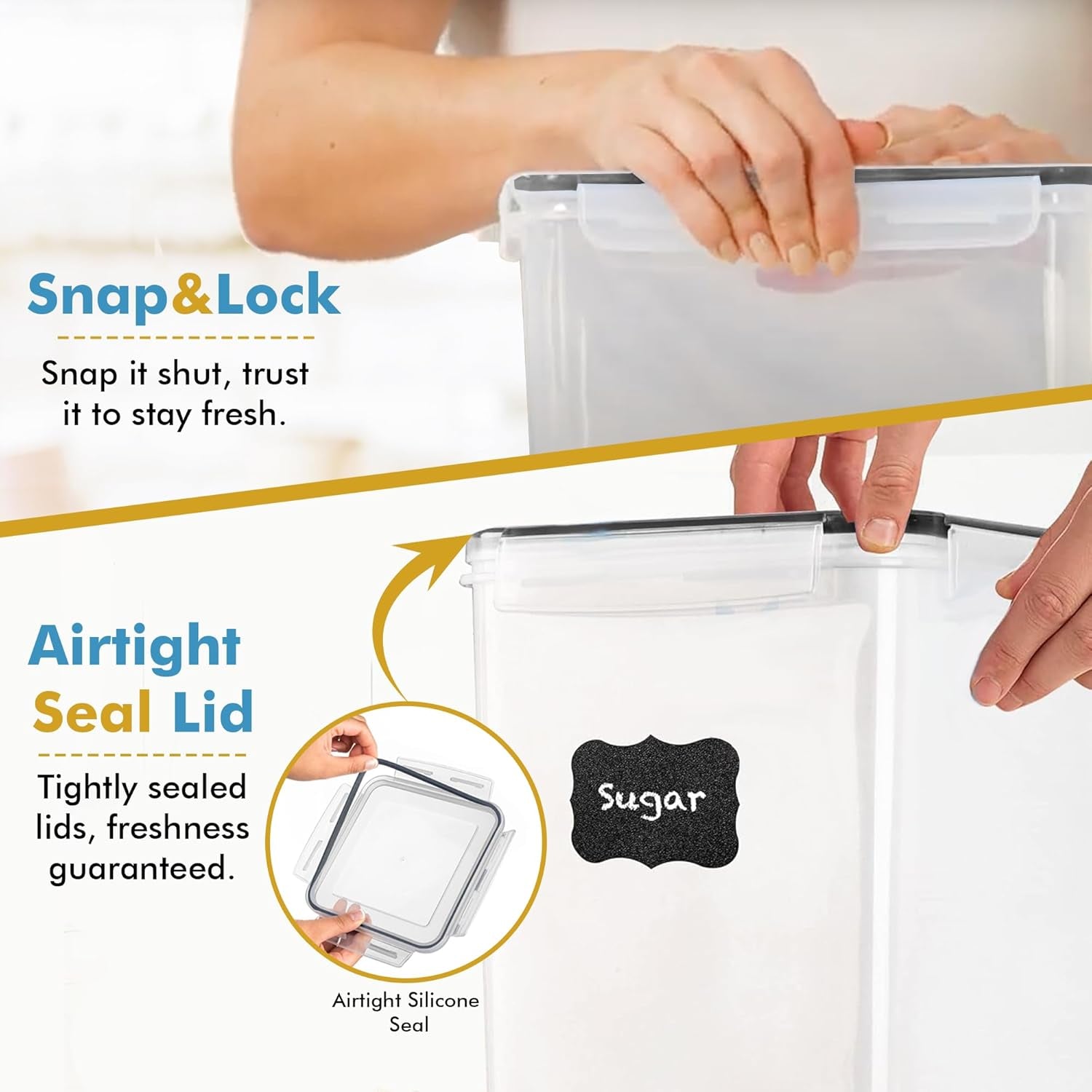 2 PC (9.5L | 321 Oz) Extra Large Bulk Food Storage Containers & 2 Pack (6.3L / 213OZ) EXTRA Large Airtight Cereal Storage Containers Bpa-Free Plastic Container for Flour, Sugar, Cereal & Pasta
