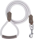 Dog Leash with Genuine Leather Connection/Handle, 4/5/6 FT | Rope Leash, Heavy Duty 360° Swivel Metal Clasp, for Small Medium & Large Dogs