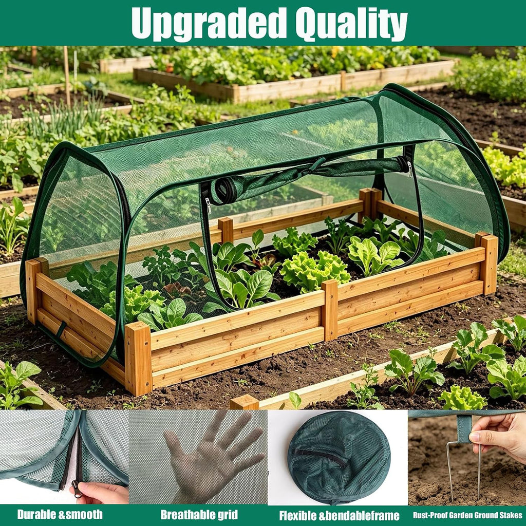 2PCS Raised Garden Bed Cover, Pop up Plant Protector Crop Cage | 45"X22"X16" Protects Vegetables and Plants from Animals & Pests, Pop-Up Design for Easy Garden Protection
