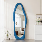 Irregular Wavy Mirror - Full Length Wall Mirror, Standing or Hanging for Bedroom (Blue, 63"X24")